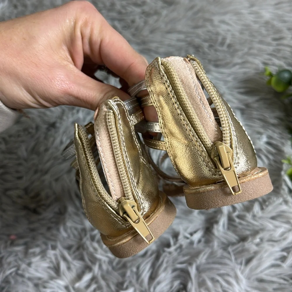 Harper canyon girls gold and silver gladiator sandals toddler size 8